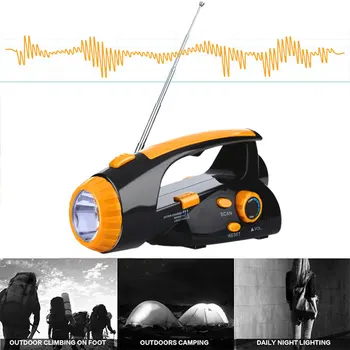 

Tactical Flashlight Radio LED Explore Seek Survival Hand Flashlight Radio Flashlight Durable ABS Outdoors Camp Yellow Black