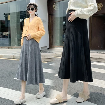 

Autumn Winter Big Bottoming Thick Warm Knitted Maternity Skirts A Line Belly Skirts Clothes for Pregnant Women Pregnancy