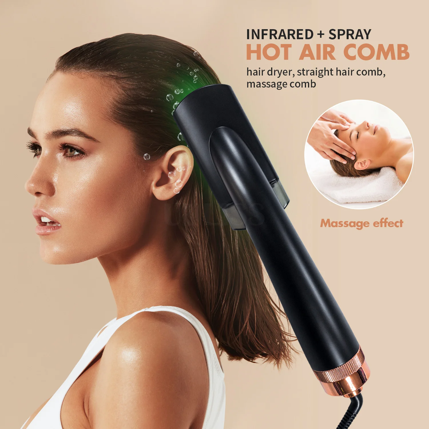 Newest steam Hotair Brush Coolair Comb Hair Dryer Blow Hair Curling