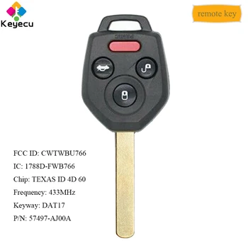 

KEYECU Remote Control Car Key With 4 Buttons 433MHz 4D60 Chip - FOB for Subaru Legacy Outback 2010-2014, CWTWBU766 - 57497-AJ00A