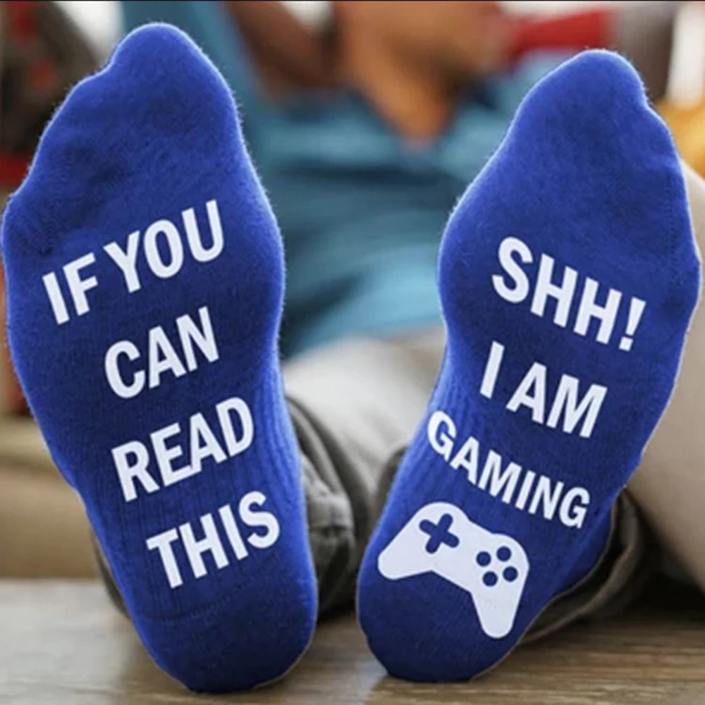 

Unisex Adult Novelty Socks Gaming In Progress Letter Print Men Women Funny Socks Casual Sports Socks Mid-Calf Socks Unisex