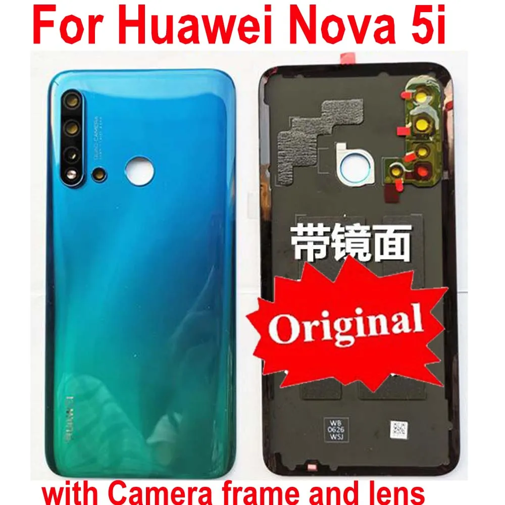 Оригинальная задняя крышка батарейного отсека для huawei Nova 5i/Nova 5i Pro задняя крышка корпуса Дверь+ камера Линзы для очков с клеем
