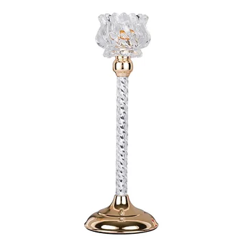 

New Metal Crystal Cut Glass Candlestick Candle Holder Candle Stand Tea Light For Coffee Dining Table Centerpieces Wedding CH105