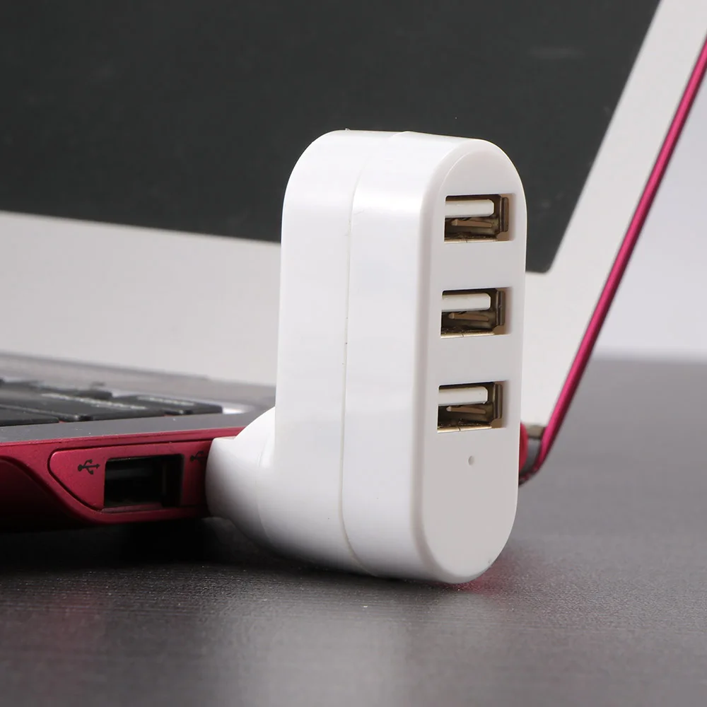 Мини 3 порта USB 2,0 поворотный сплиттер концентратор высокоскоростной передачи данных сплиттер коробка адаптер для ПК ноутбук аксессуары