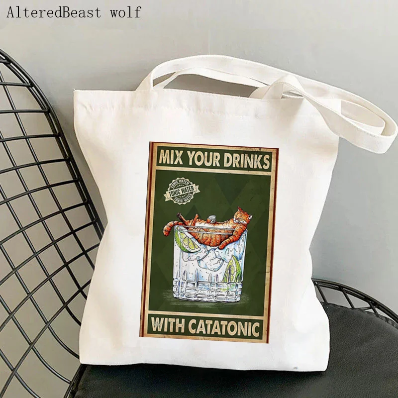 Women Shopper bag Cat Newspaper Toilet Printed Bag Harajuku Shopping Canvas Shopper Bag girl handbag Tote Shoulder Lady Bag
