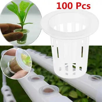 

100pcs Plant Basket Holder Slotted Mesh Soilless Culture Vegetable Net Pots Baskets Cups for Hydroponics Aquaponics Orchids