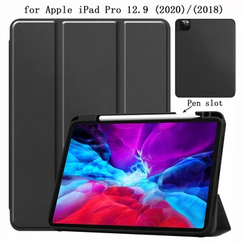 

TPU Pencil Slot Tablet Case for ipadpro iPad Pro 12 9 12.9 2020 A2069 2018 A1895 Case PU Leather Stand Cover Smart Sleep shell