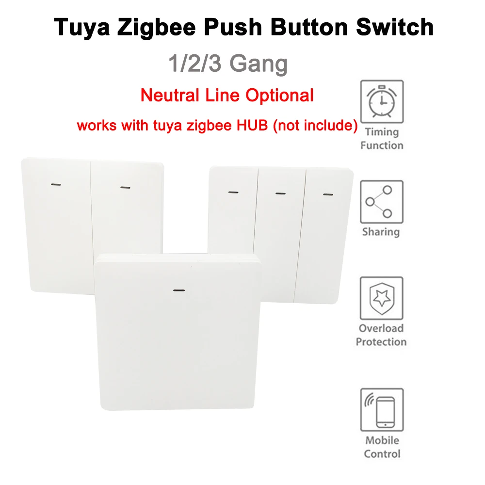 Lonsonho RF433 + Tuya Zigbee Smart Switch EU 220V WiFi Wireless Remote Control Push Button Wall Light Switch Alexa Google Home