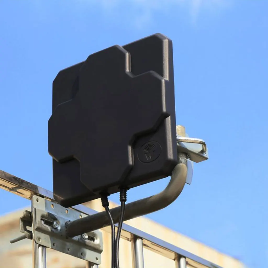 Dual N Male Broadband Antenna Booster Signal Amplifier for 4G LTE Mobile Black