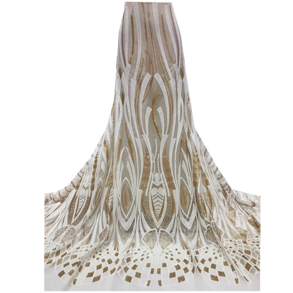 

Latest Nigerian Sequins Laces Fabrics 2021 High Quality Tulle African Laces Fabric Wedding Dress French Lace Material jl66-549