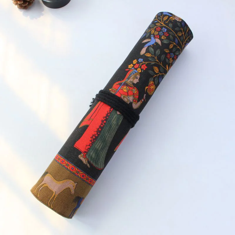 Водонепроницаемый холст ручка 15 дюймов кисти художников чехол рулон ручка держатель (древний Египетский стиль без Кистей) сумка