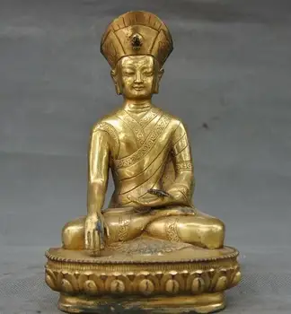 

8" Old Tibet Buddhism Fane bronze Je Tsongkhapa master Guru Lama Buddha statue