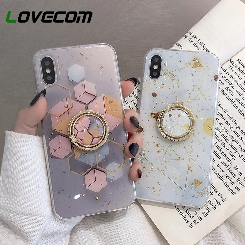 Золотой порошок геометрический Мраморный держатель для телефона чехол iPhone 12 Mini 11