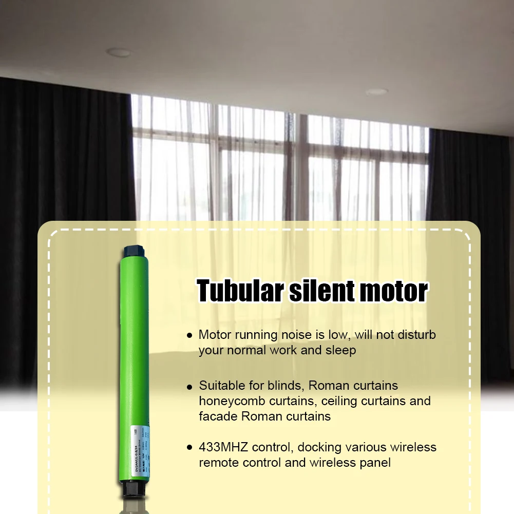 Low Noise Preffered Stop Position Stall Protection Dual Shaft Easy Install Pipe Shape Electric Curtain Motor 433MHZ Smart Home