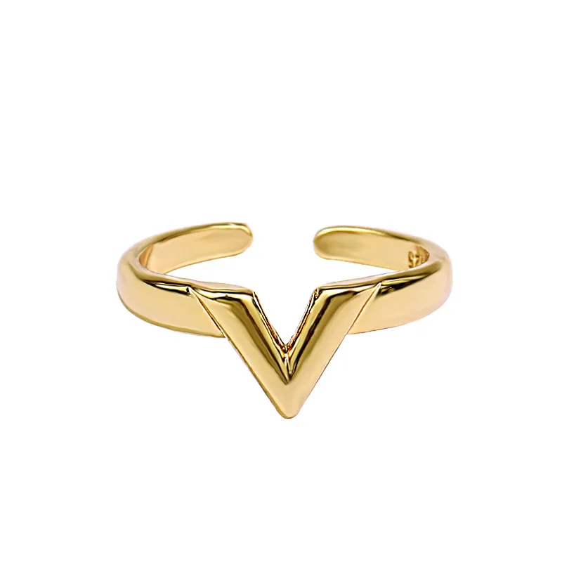 Gold Color Rings LIVVY Silver Color Rings for Women V Shape Gold Color Vintage Wedding Trendy Jewelry Adjustable Antique Delicacy Party Gifts