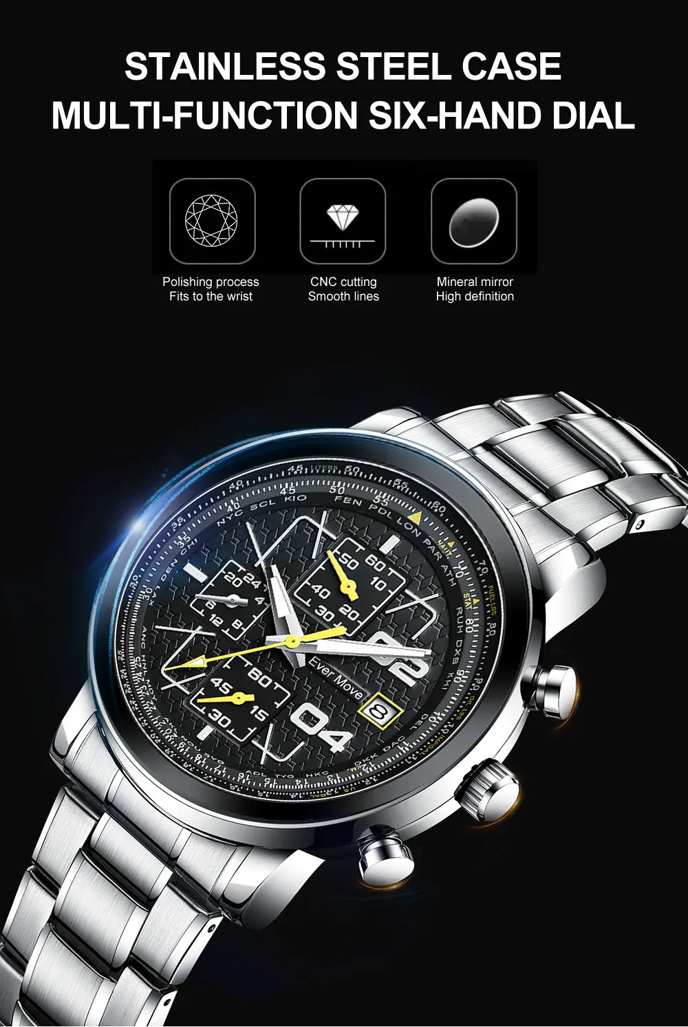 2022 Ever Move New Best-Selling Multifunctional Timing Business Sports Waterproof Men's Quartz Electronic Watch