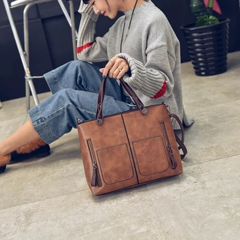 

Vintage Women Bags Handbag 2019 New PU Leather Ladies Shoulder Bag Large Capacity Crossbody Messenger Bags Women Fashion Handbag