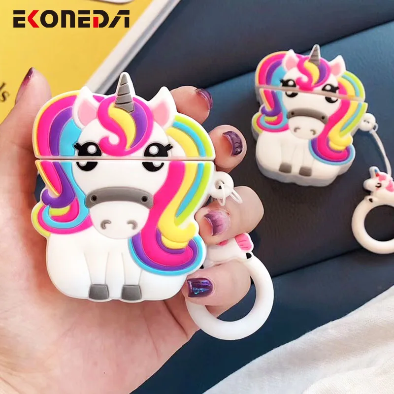 EKONEDA прекрасный мультфильм Единорог наушники чехол для Airpods силиконовый мягкий