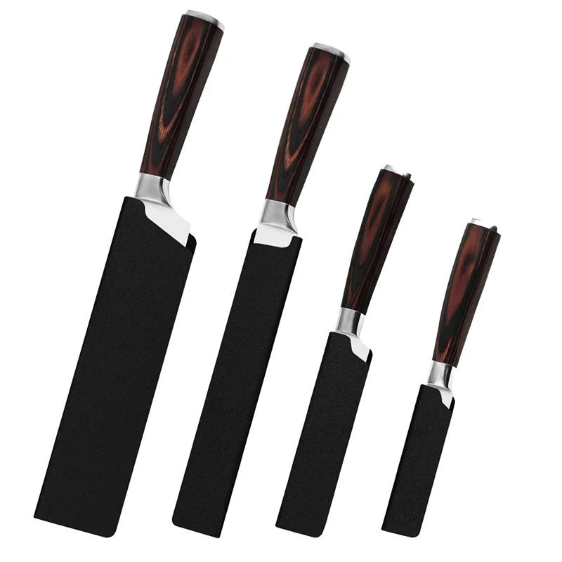 Black ABS Velvet Knife Blade Protector Set Portable Universal Knife Covers Kitchen Stand Holder