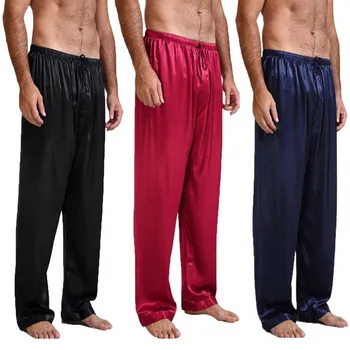 

Casual Loose Men Silk Satin Long Pajamas Pant Bottoms Sleepwear sleep bottoms