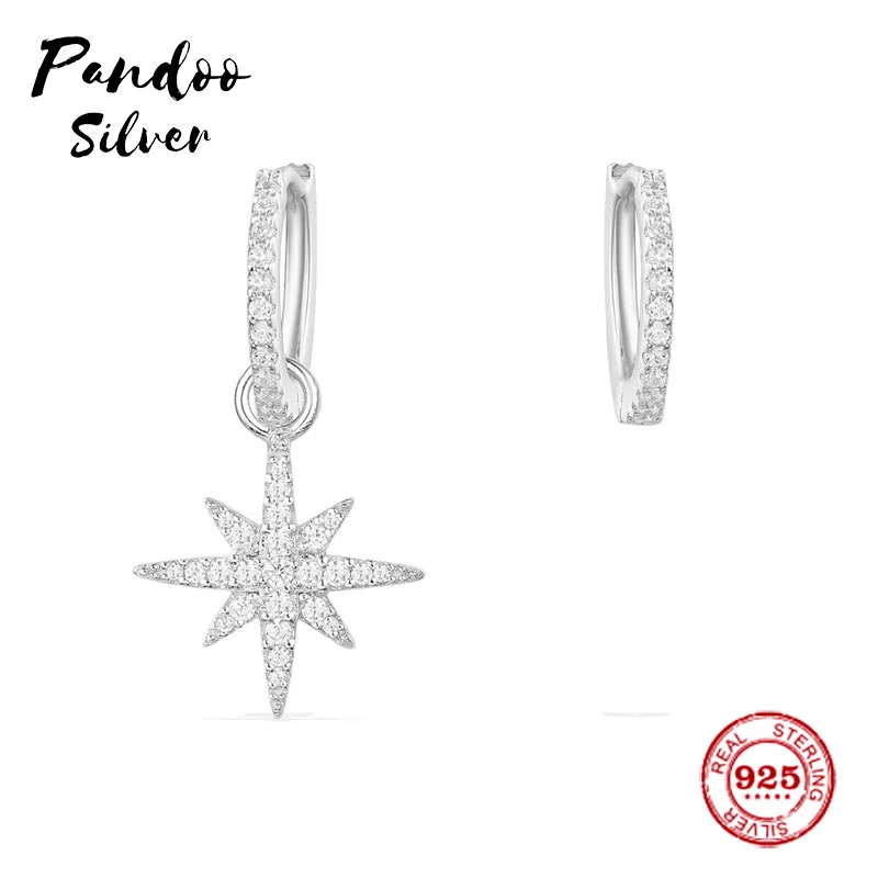 Pandoo модная подвеска Стерлинговое Серебро 1:1 копия, асимметричные серебряные метеориты серьги Роскошные ювелирные изделия подарок для женщин