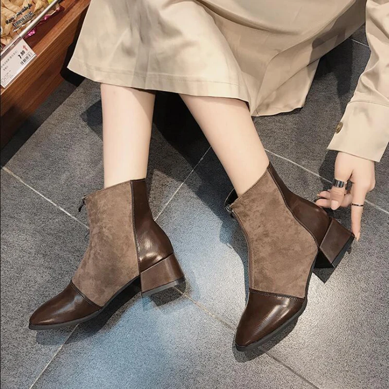 

Winter Boots Ankle Boots Women Shoes Woman Boots Fashion PU Flock Short Boots Booties 2019 Winter New Short Fur Warm Boots X518