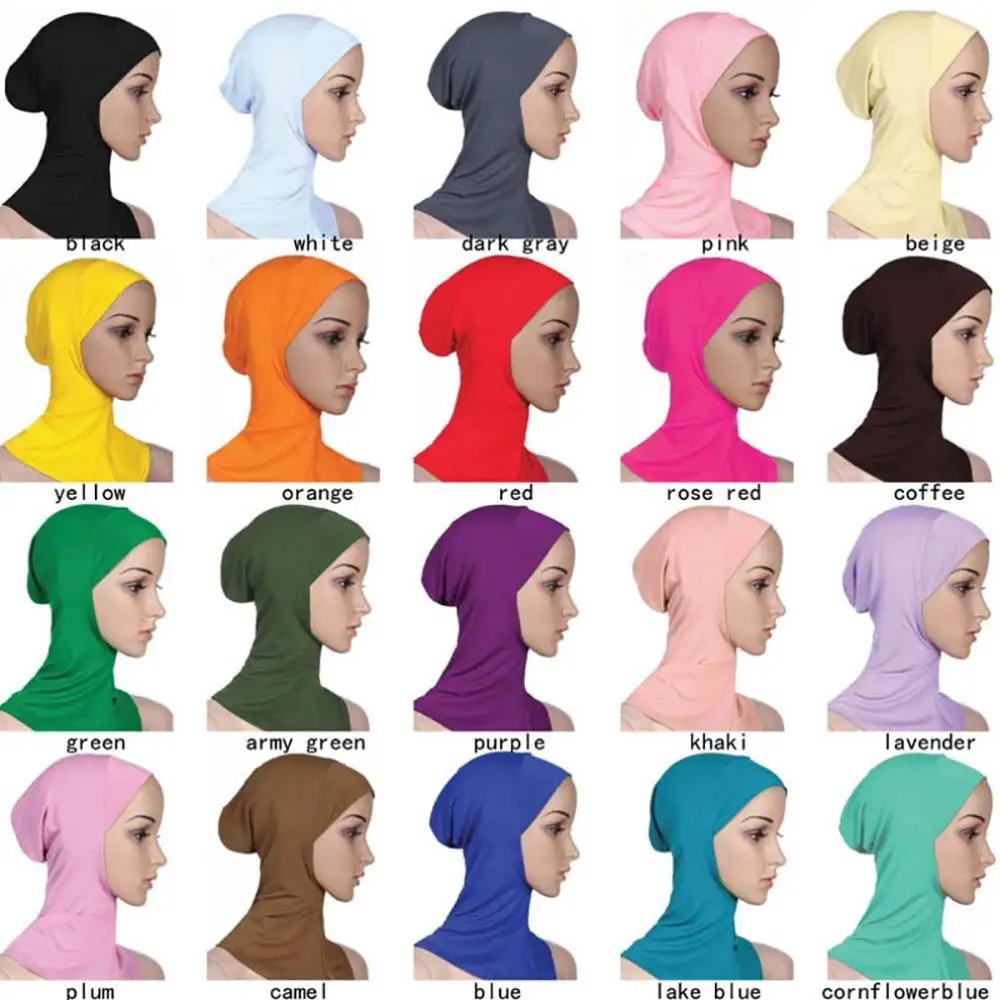 Comfortable Solid Color Soft Muslim Full Cover Inner Women's Hijab bonnet Cap Islamic Underscarf Neck Head Bonnet Hat