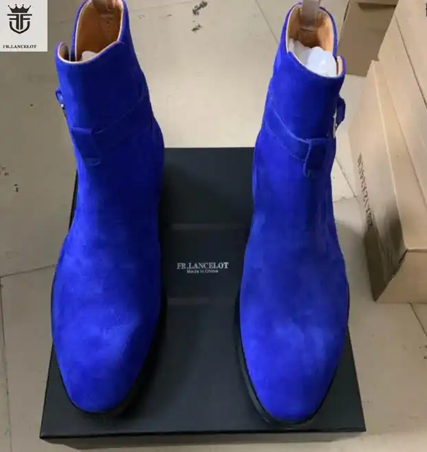mens blue suede ankle boots