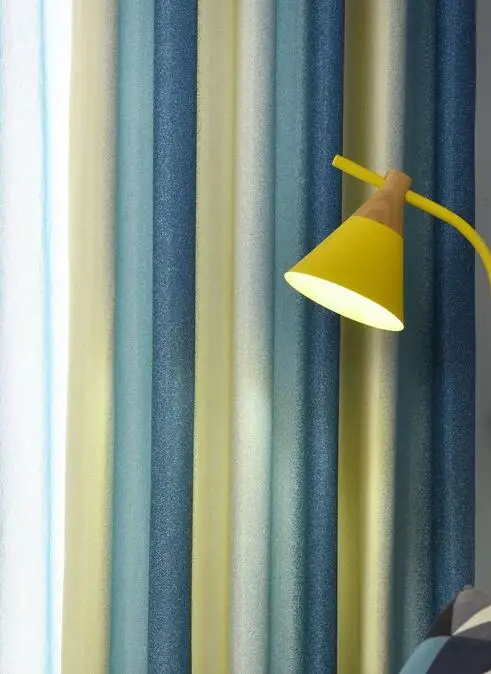 Blue Curtain Modern Strips English Alphabet Curtains for Living Room Bedroom Blackout Finished Window Screen Green Red Curtain Fabric - Цвет: Blue Curtain
