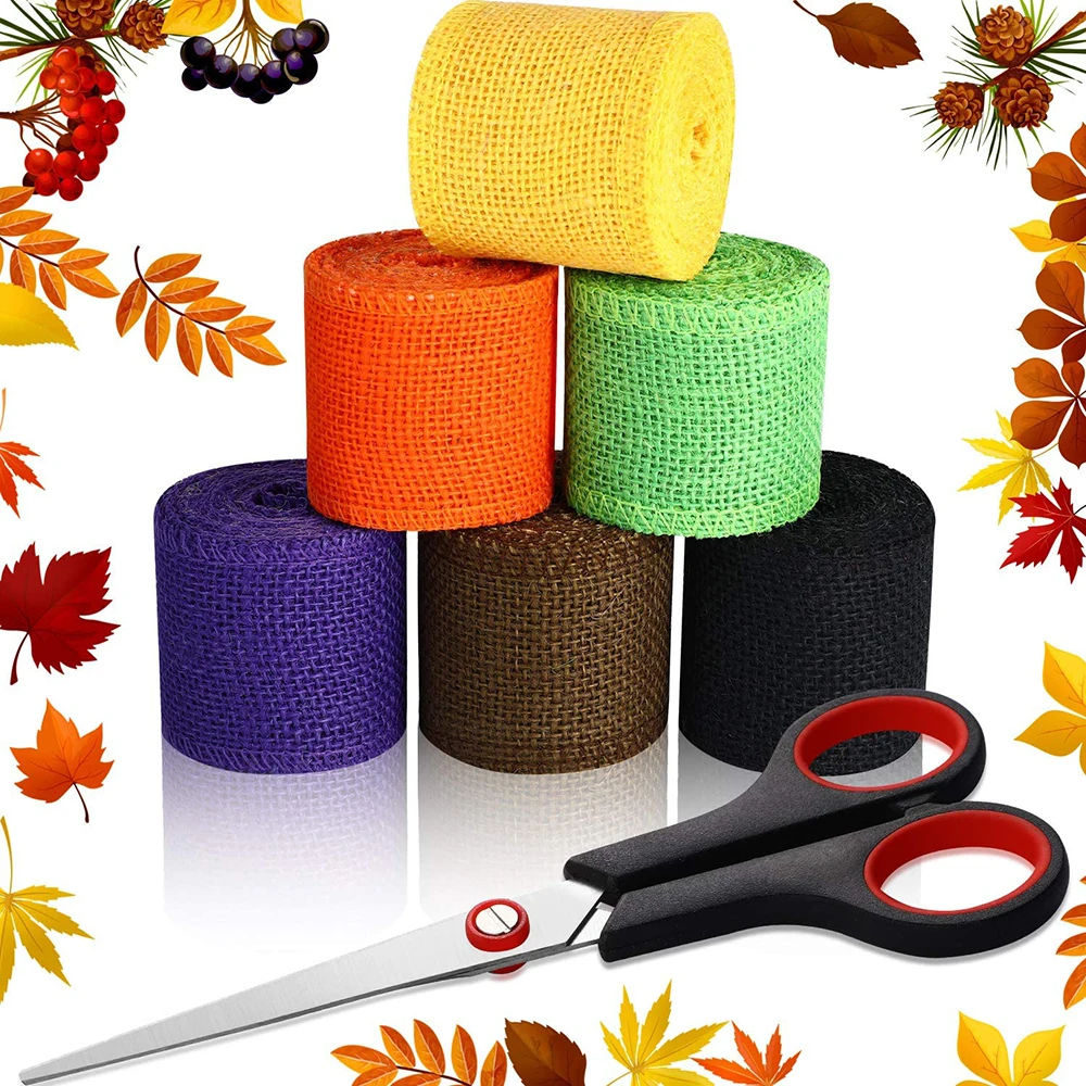 2 Meter bunte Jute-Sackleinen-Sackleinen-Rollen, farbiges Sackleinenband, natürliches DIY-Handwerk, Sackleinenband, Weihnachtsgeschenkverpackung – Detail 3