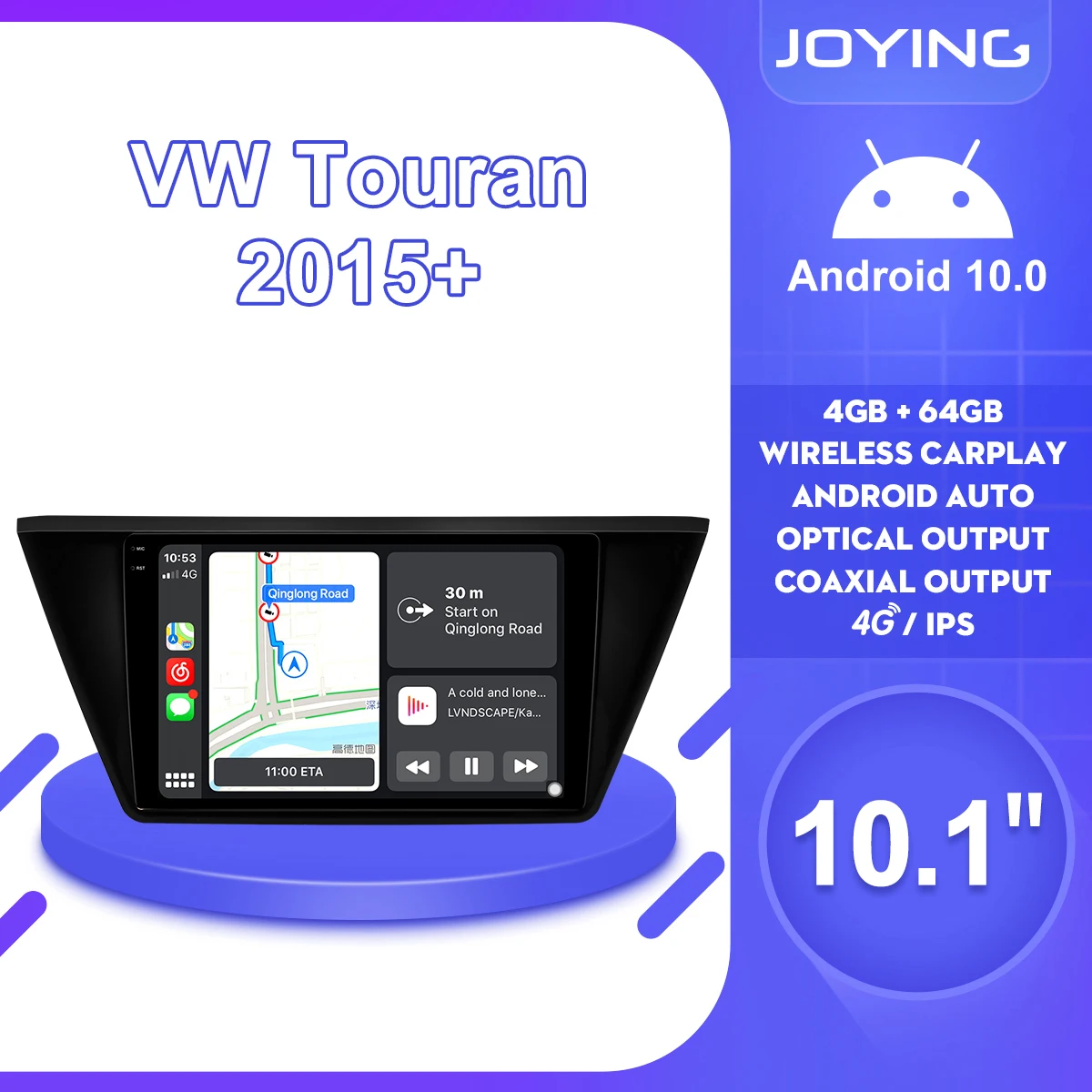 Автомагнитола 1Din Android 10 автомобильное радио головное устройство DVR Carplay для Volkswagen