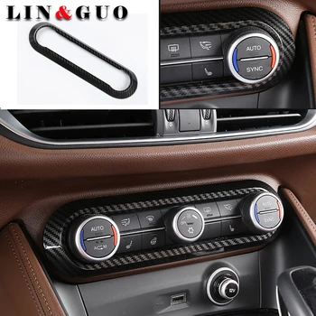 

For Alfa Romeo Giulia Stelvio 2017 Carbon fiber ABS Chrome Center Air Conditioning Adjustment Frame Trim Stickers Accessories