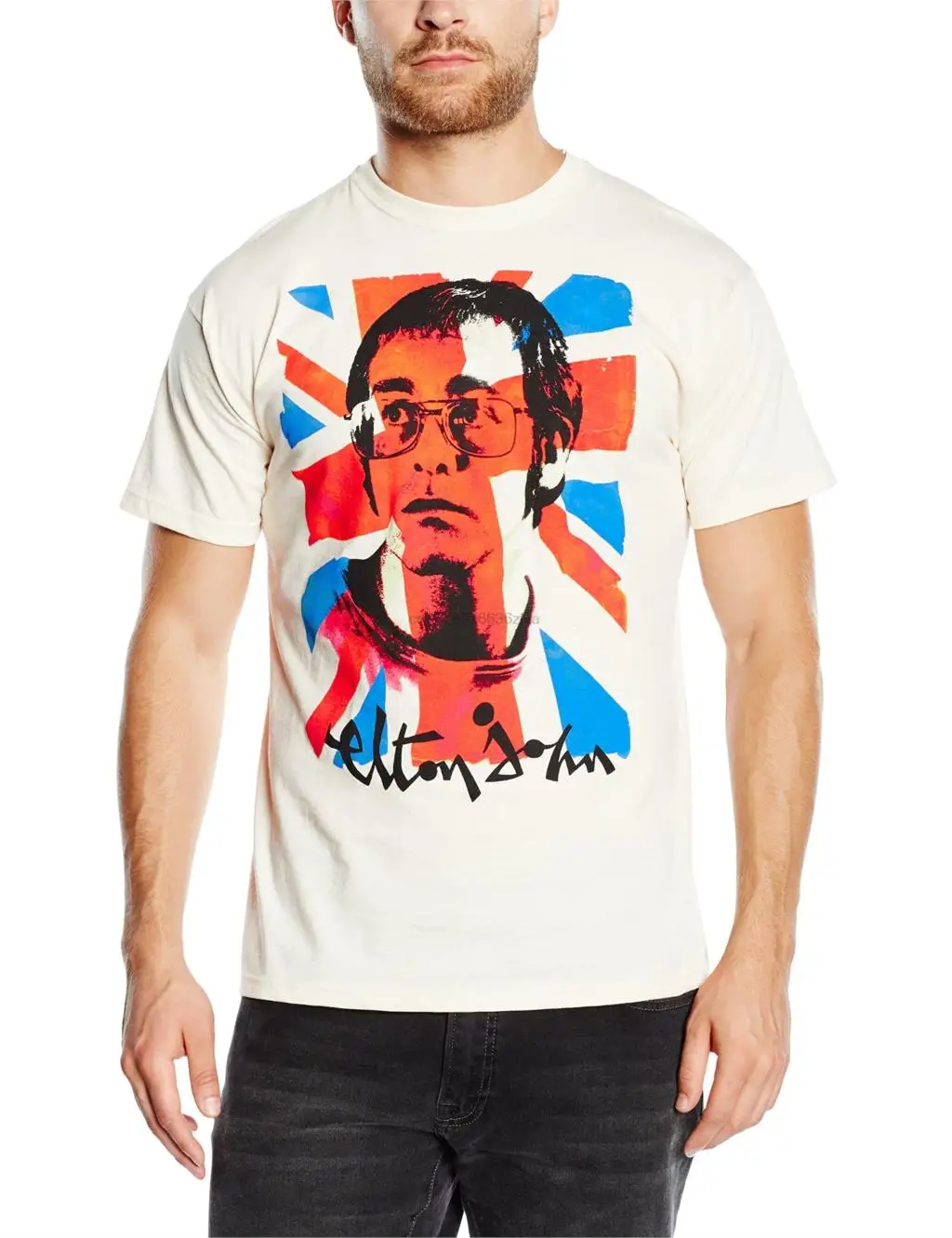 Elton John Men's Union Jack T-Shirt Natural | Мужская одежда