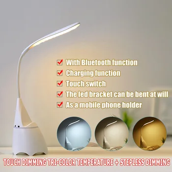 

Foldable 20 LED Touch Desk Lamp Rechargeable 3 Modes Dimmable Bluetooth Audio Bedside Table Light Phone Holder Lighting Hot