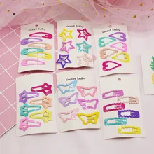 Детские аксессуары для волос, корейский стиль, для девочек, сердце, яркие цвета, BB зажим, лак для выпечки, пятиконечная звезда, Сердце, цвет, Барретт