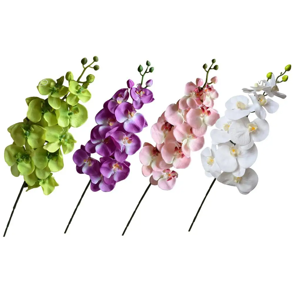 9 белый искусственный цветок фаленопсиса, декоративные орхидеи из латекса для украшения дома, свадьбы, отеля