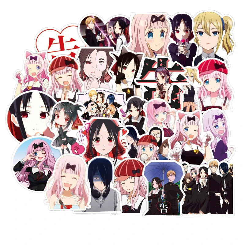 50pcs Kaguya Sama Love Is War Anime Stickers Fujiwara Chika Shinomiya Kaguya Car Stickers For Laptop Suitcase Skateboard Decals Stickers Aliexpress