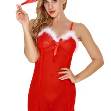 Женское сексуальное рождественское нижнее белье с Санта Клаусом, сорочка, ночная сорочка, эротическое искушение, сексуальное нижнее белье