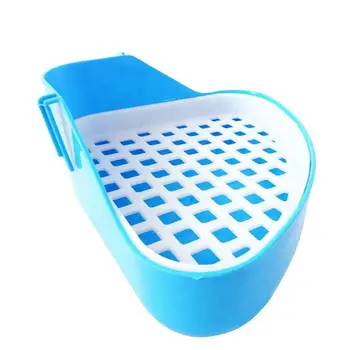 

New Rabbit Toilet Litter Tray,Small Animal Toilet Corner Potty, Pet Litter Trays Corner for Rabbit, Hamster (Blue)