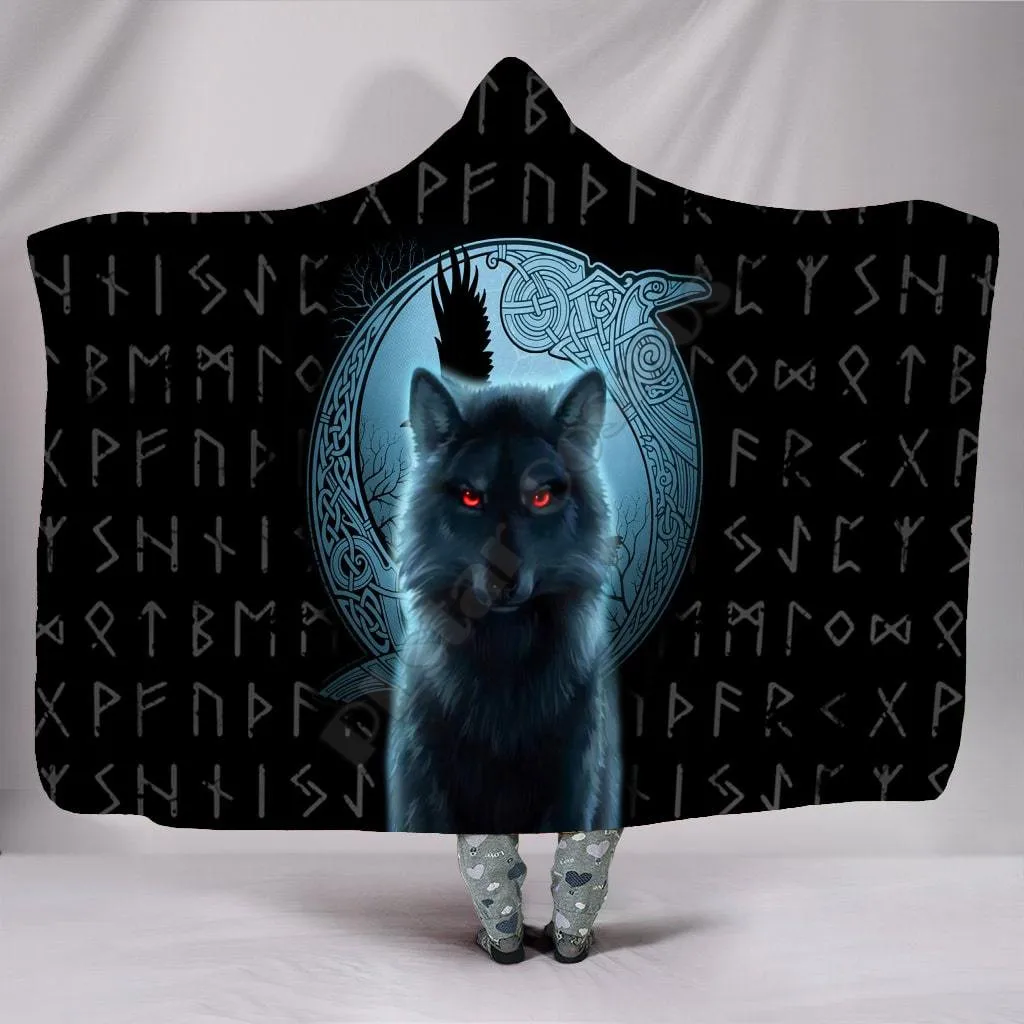 

Fenrir Викинг-Волк And Moon 3d, покрывало с капюшоном, флисовое переносное одеяло из микрофибры для взрослых и детей
