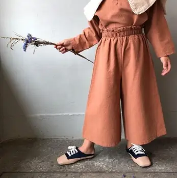 

2020 New Stylish Girls Wide Pants Autumn Cotton Linen Fashion Girls Pants 1-7t PP471