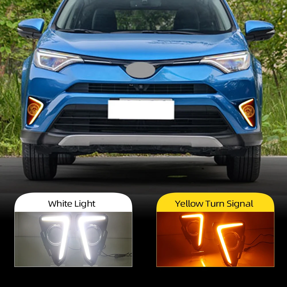 2 шт. для Toyota RAV4 2016 2017 2018 светодиодный ные ДХО дневные ходовые огни поворотный