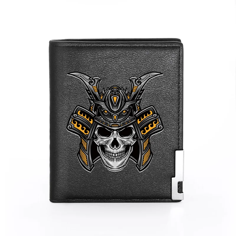 

Cool Skull Helmet Printing Men's Wallet Leather Purse For Men Credit Card Holder Short Male Slim Coin Money Bags