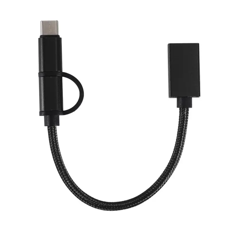 Адаптер 2 в 1 Type C Micro USB папа OTG Женский нейлоновый зарядный кабель для передачи