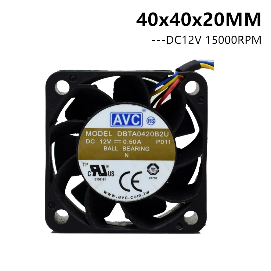 para o Servidor 40x40x20 mm 40 mm 15000rpm Dbta0420b2u cc 12v 0.5a 4pin Pwm fã