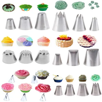 

3-24pcs Big Size Pastry Icing Piping Nozzles Stainless Steel Decorating Tip Cake Cupcake Decorator Rose Accessories Kitchen