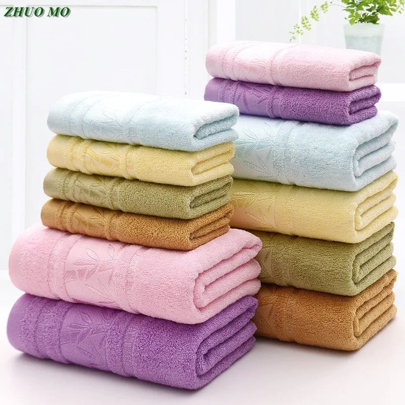 ZHUO MO-Bamboo Fiber Bath Towel, 100% Soft Towel, Bathroom Shower Travel Towels for Adults, Absorbent for Home, 35*75cm, 2PCs