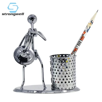 

Strongwell Iron Music Man Model Musical Instrument Pen Holder Metal Crafts Desk Decor Home Decoration Accessories Birthday Gift