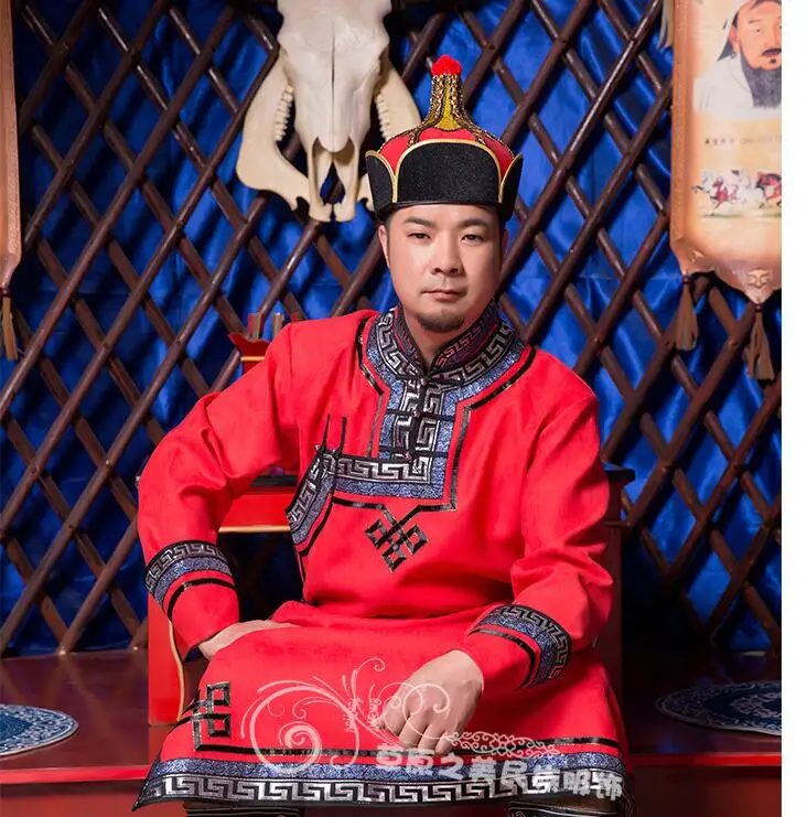 Мужской robed mongolia одежда мужской костюм имитация оленьей шкуры бархатная монгольская одежда монгольский robed наряд