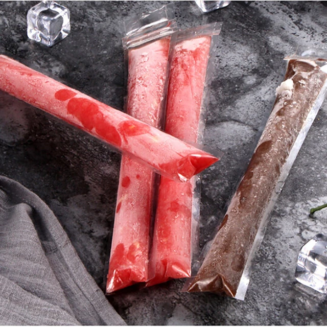 Saco de sorvete transparente, bolsa de picolé, pacote de varas de iogurte  DIY descartáveis, suco de gelo, 100 pcs, 20pcs, verão - AliExpress